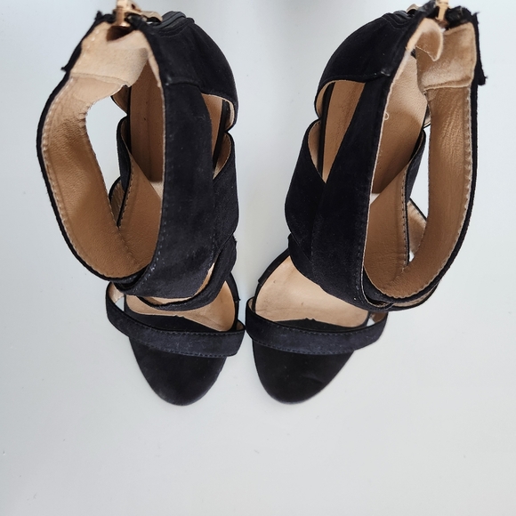 SERGIO BARI Black high heels suede sandals Size 7 - Picture 6 of 8